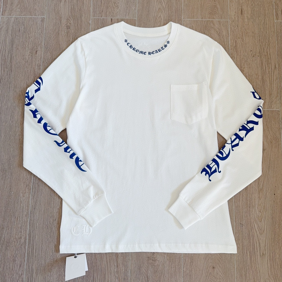 Chrome Hearts 克罗心 领口梵文长袖卫衣 T恤 套头 白色 A5 CH-04031546