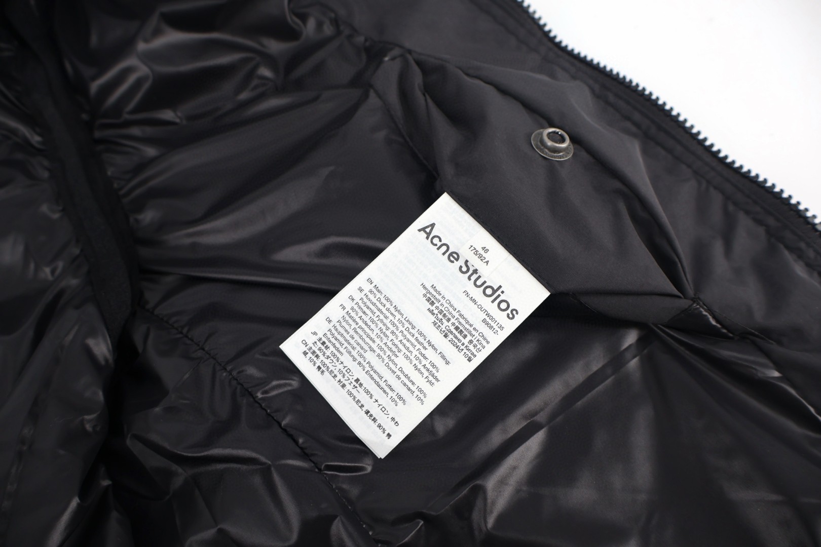 Acne Studios 排骨羽绒服马甲 背心 夹克 外套 黑色 B5 B90804-900