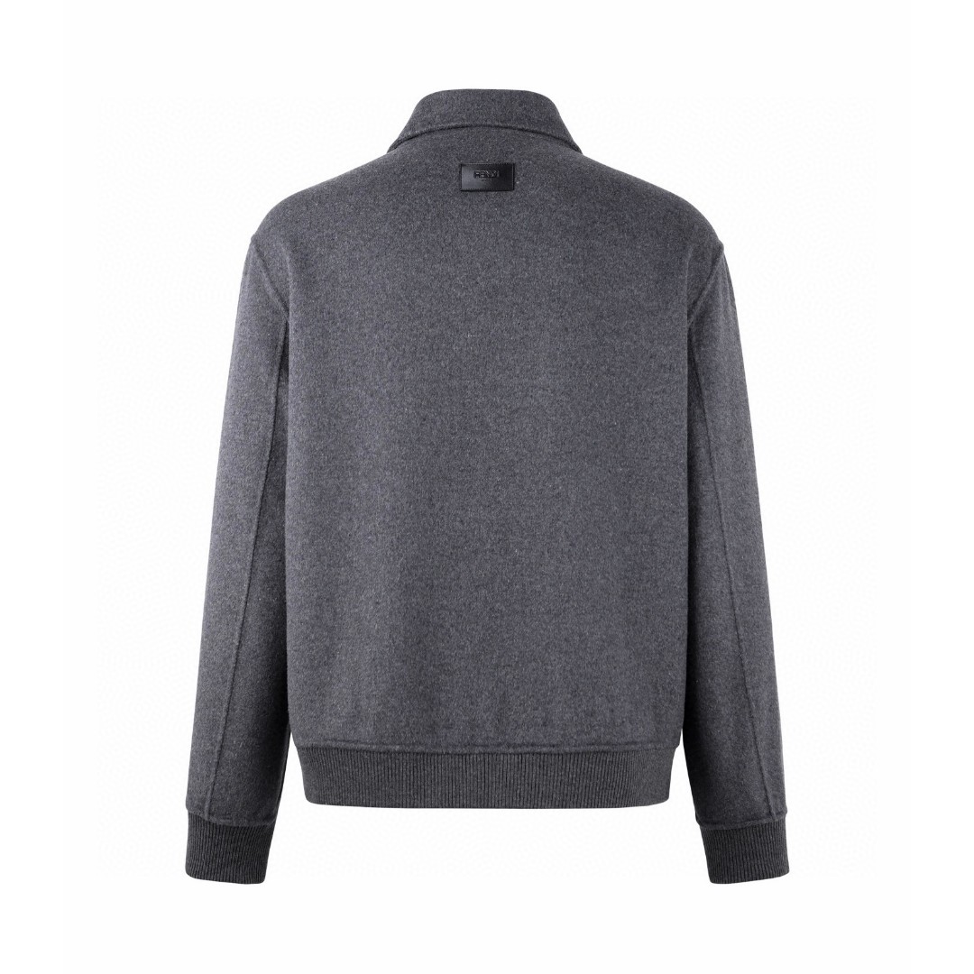 FENDI 芬迪 翻领单排扣羊毛外套 夹克 长袖 灰色 B5 FW1413AVIXF1M2T