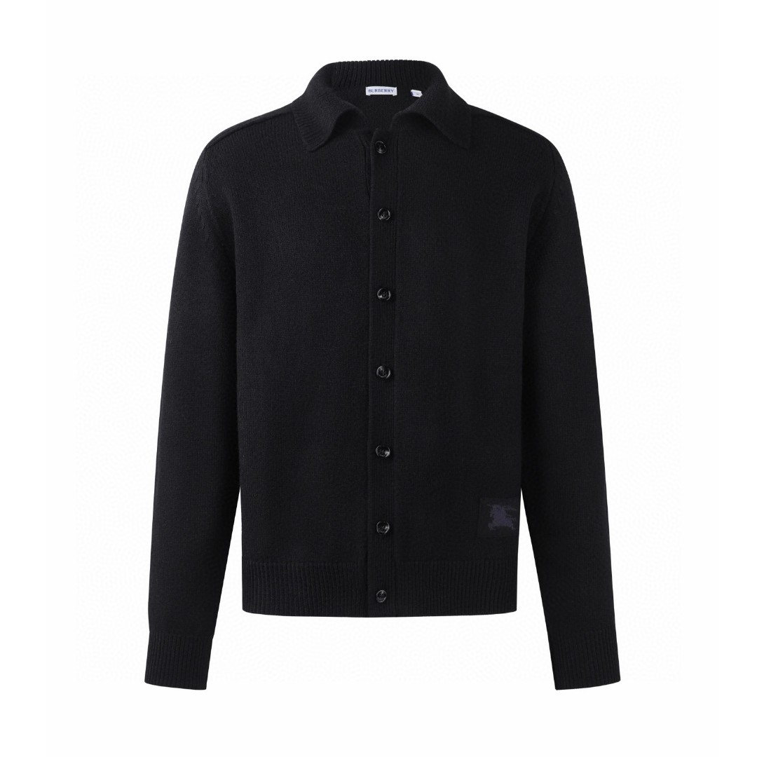 Burberry 巴宝莉 翻领纯色羊绒开衫 毛衣 外套 长袖 灰色 黑色 B0 81183191