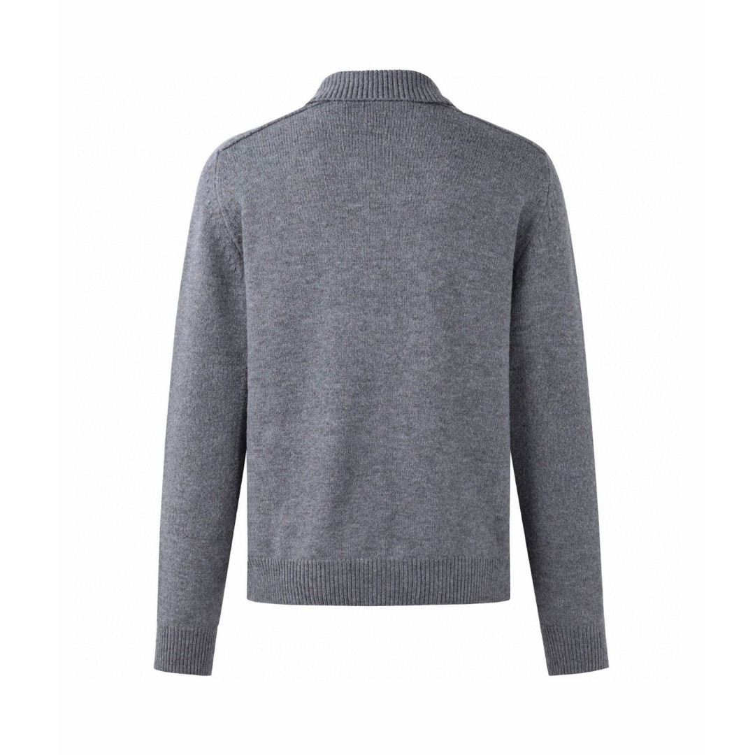 Burberry 巴宝莉 翻领纯色羊绒开衫 毛衣 外套 长袖 灰色 黑色 B0 81183191