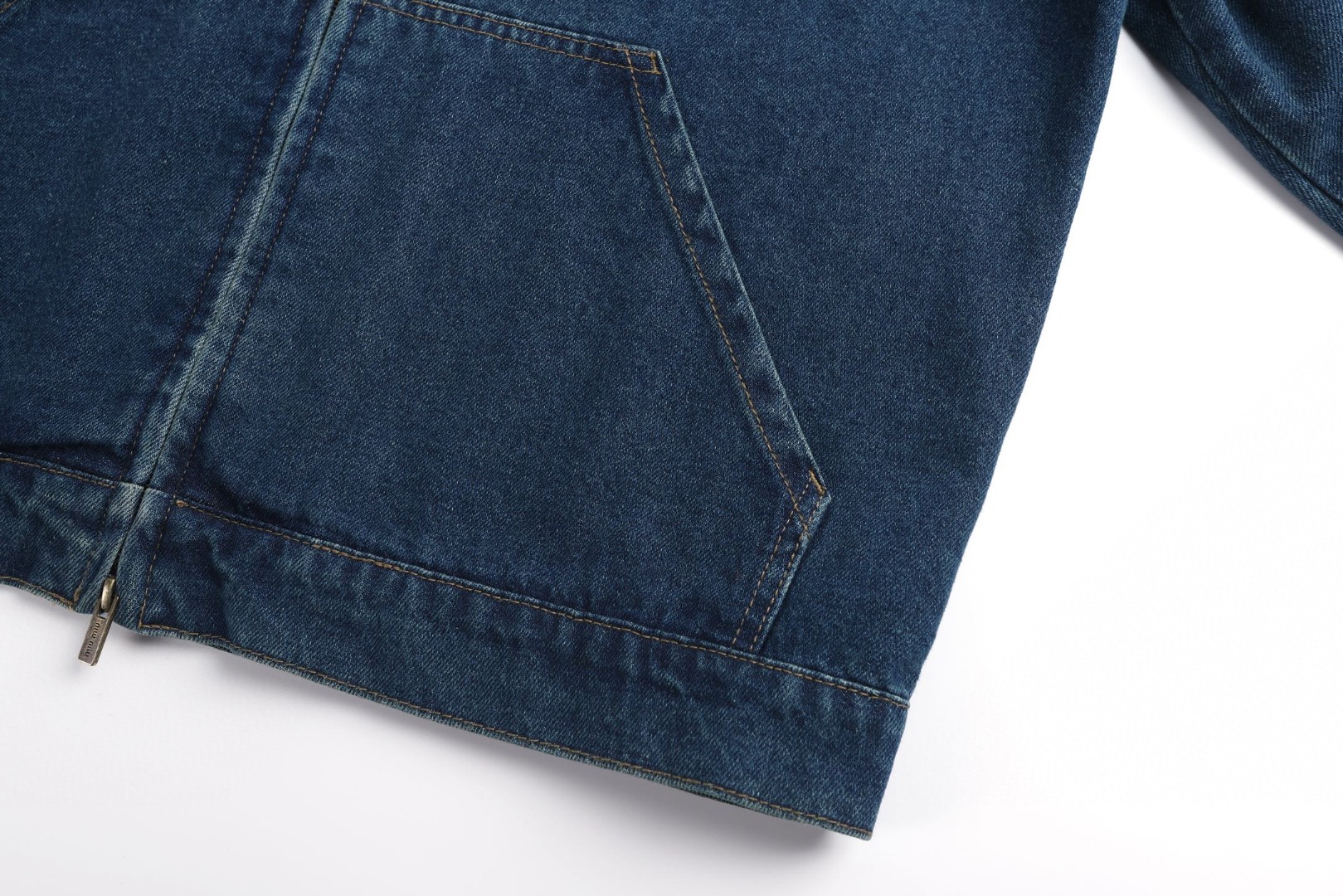 MIU MIU 缪缪 连帽刺绣纯色拉链牛仔外套 长袖 蓝色 B0 GWB251-16E5-F0008-S-OOO