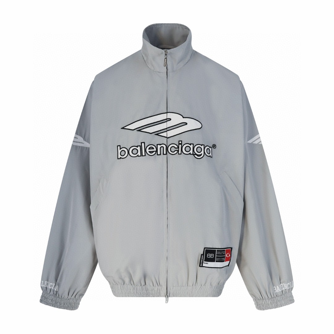 Balenciaga 巴黎世家 曼联冲锋衣 SKI滑雪系列3B刺绣运动夹克 外套 长袖 秋冬 蓝色 灰色 黑色 B0 857734TPQ386641