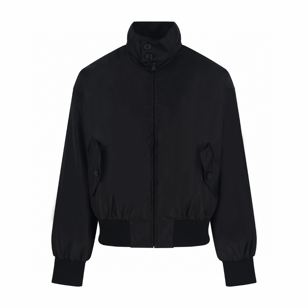 PRADA 普拉达 后领布标飞行夹克 外套 黑色 长袖 B5 SGC925-17X1-F0002-S-OOO