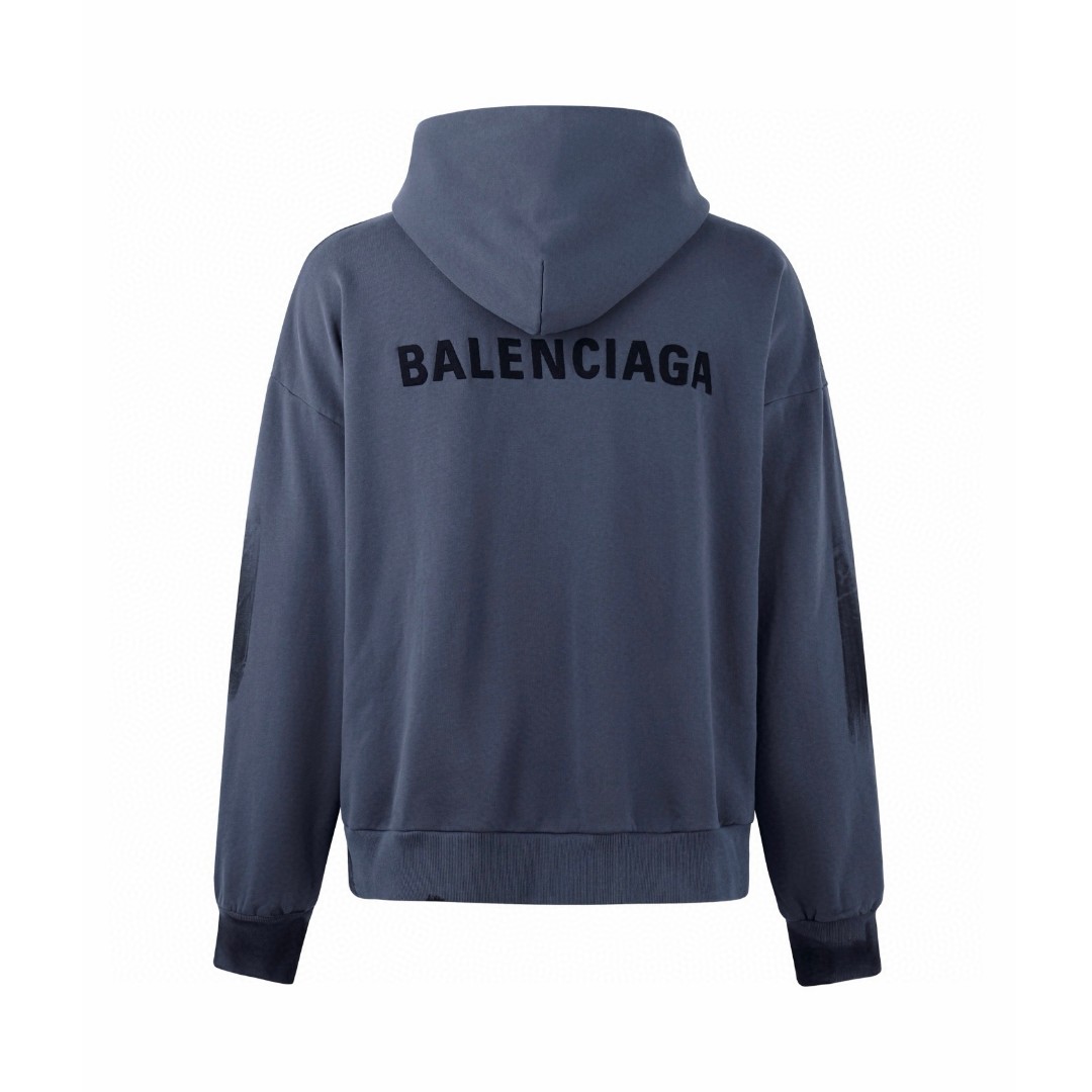 Balenciaga 巴黎世家 连帽字母刺绣手绘涂鸦卫衣 外套 长袖 蓝色 A5 803264TTVG13364