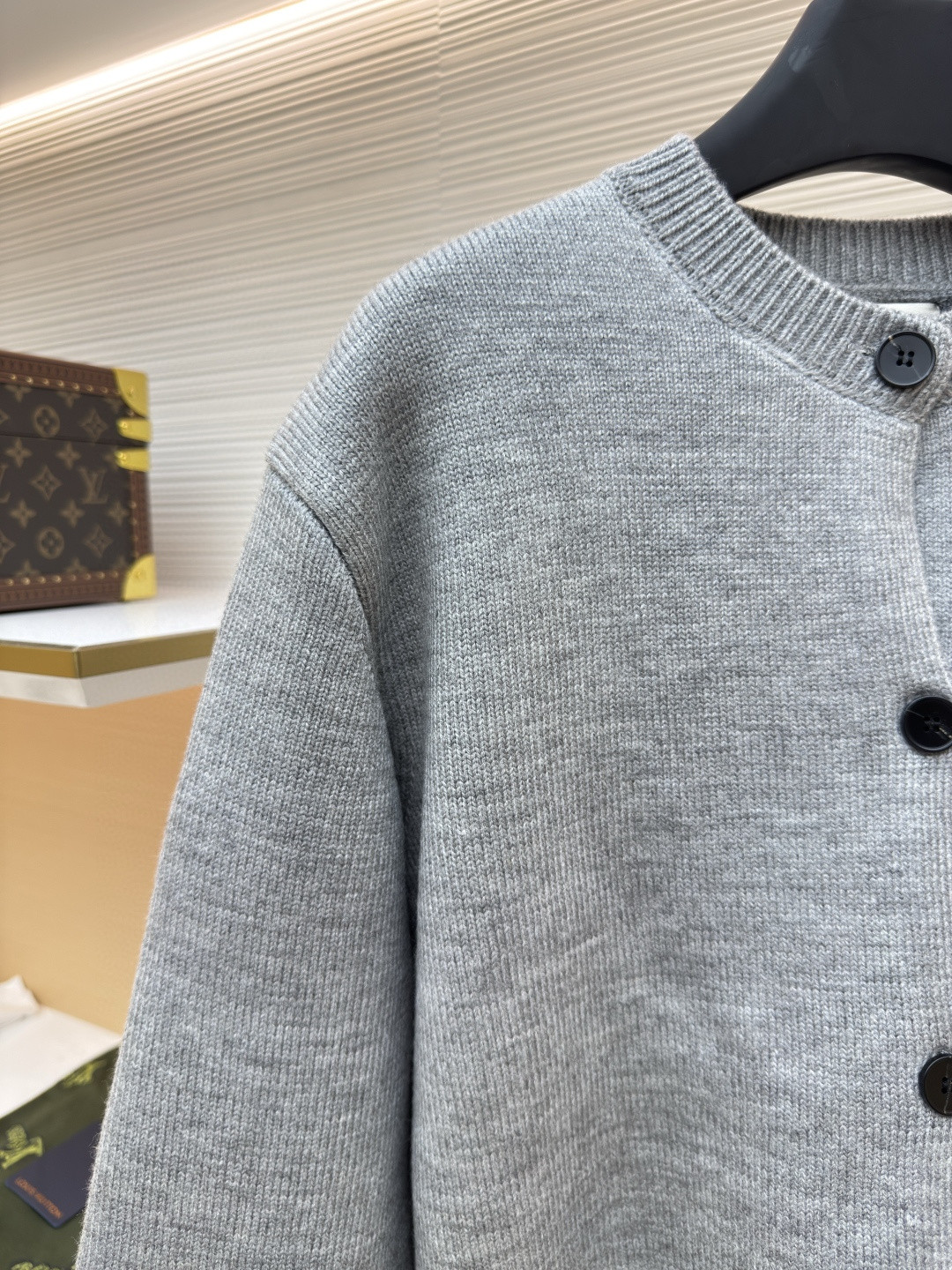 MIU MIU 缪缪 刺绣贴布毛衣开衫 针织衫 外套 长袖 灰色 A7 MMF796-13JS-F0031-S-232