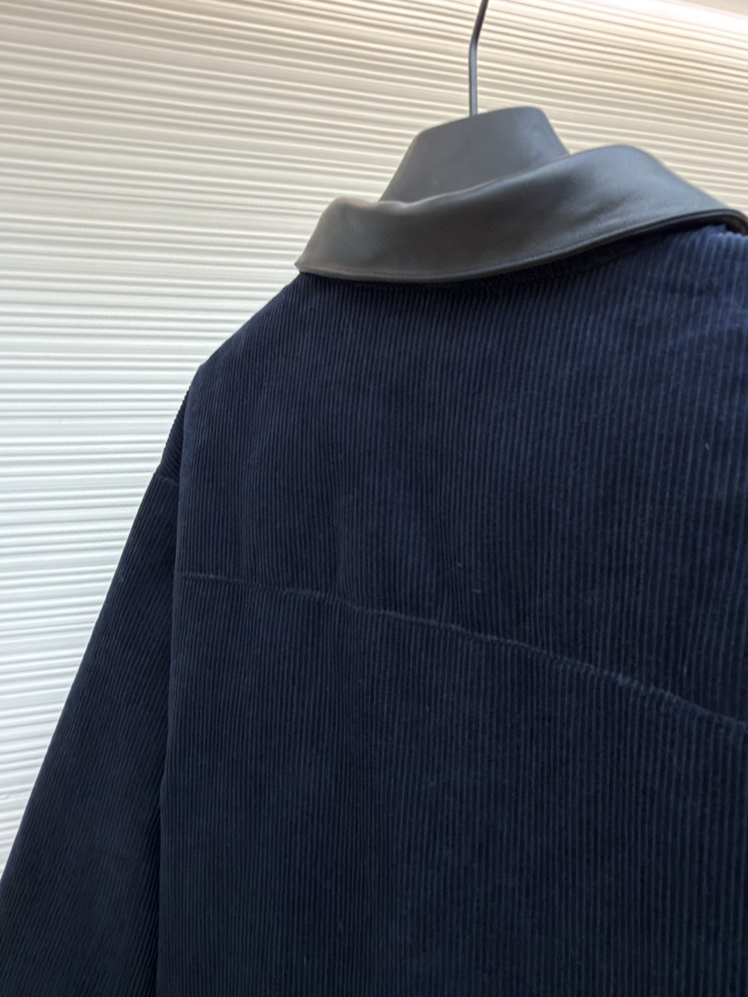 MIU MIU 缪缪 皮领灯芯绒羽绒服 外套 夹克 长袖 保暖 海军蓝 C0 ML1322-179R-F0008-S-OOO