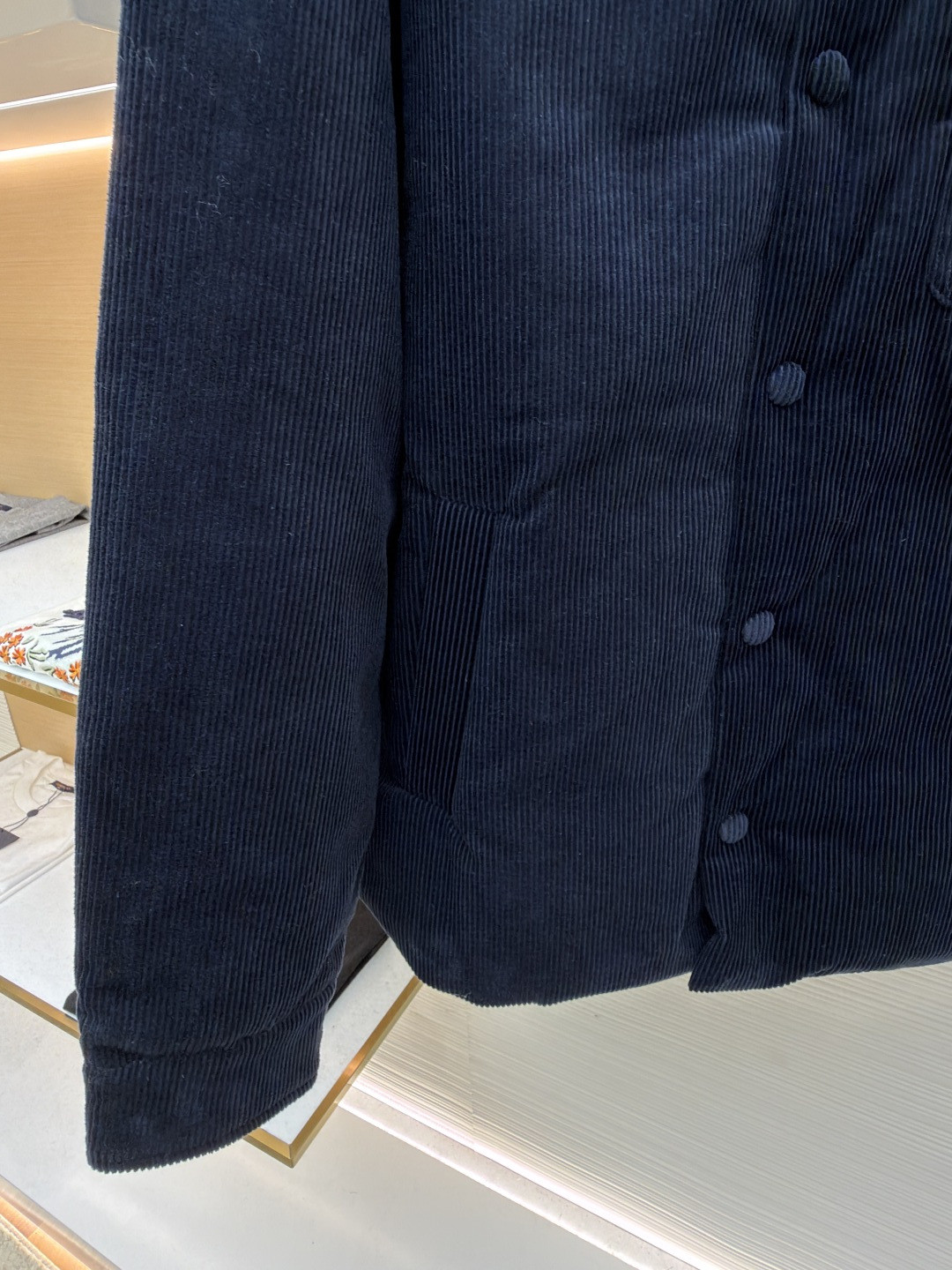 MIU MIU 缪缪 皮领灯芯绒羽绒服 外套 夹克 长袖 保暖 海军蓝 C0 ML1322-179R-F0008-S-OOO