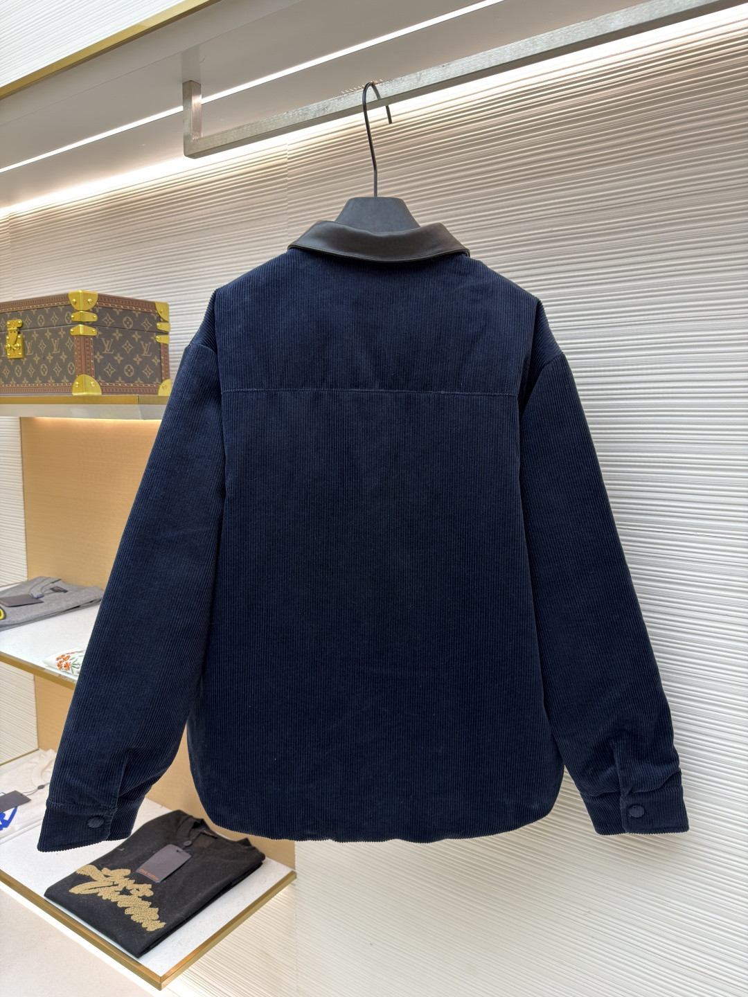 MIU MIU 缪缪 皮领灯芯绒羽绒服 外套 夹克 长袖 保暖 海军蓝 C0 ML1322-179R-F0008-S-OOO