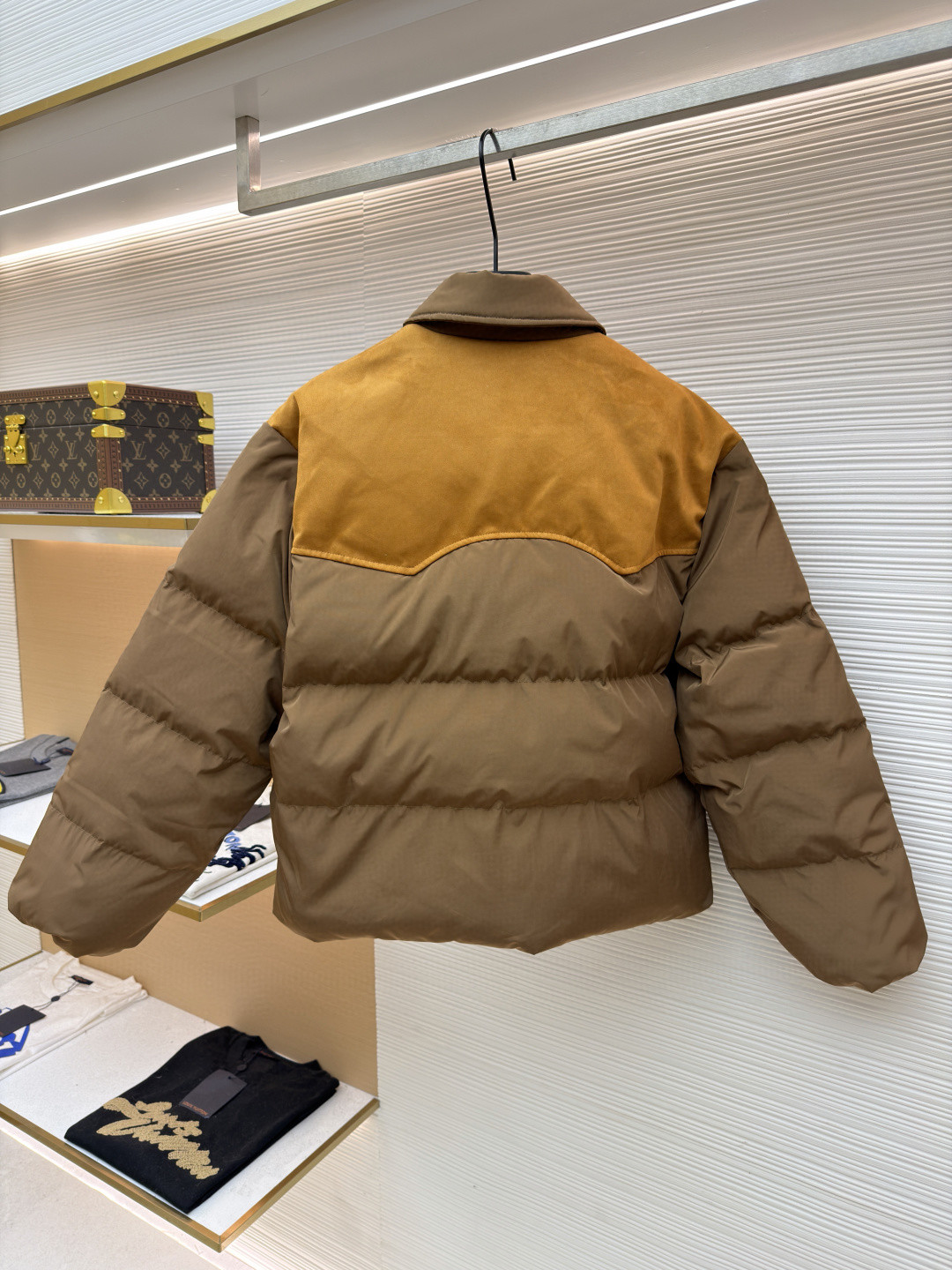 MIU MIU 缪缪 植绒拼接翻领羽绒服 外套 夹克 长袖 保暖 棕色 卡其色 C0 ML1371-18Q0-F0201-S-OOO