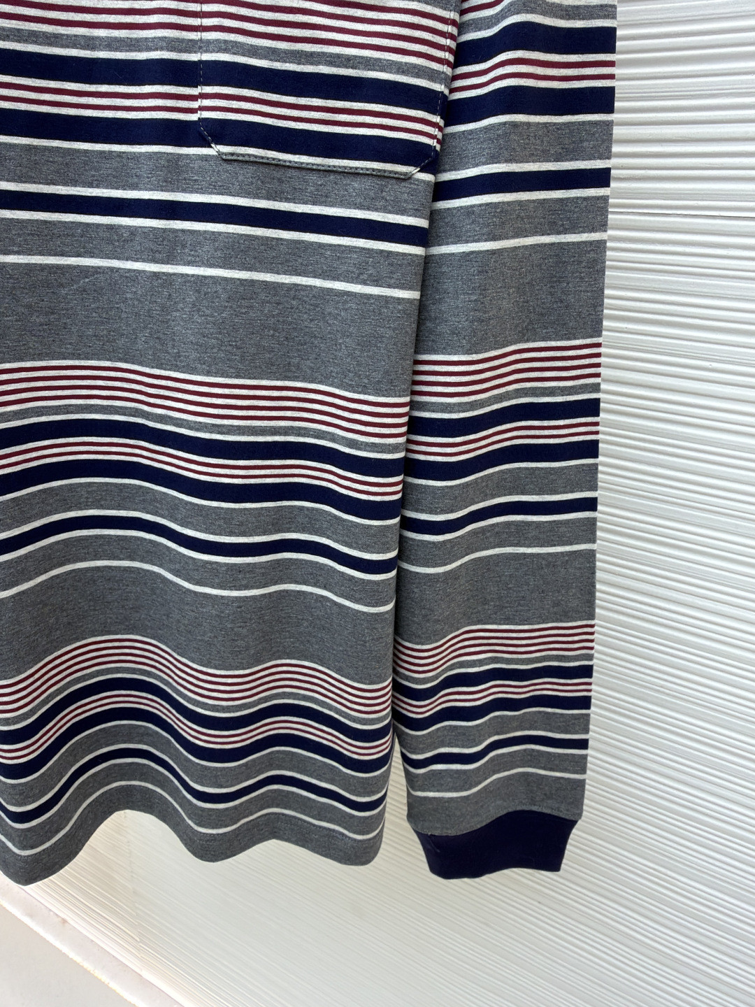 MIU MIU 缪缪 红白灰条纹圆领长袖T恤 打底衫 灰蓝色 A3 MJLA18-18ZV-F0R3S-S-OOO