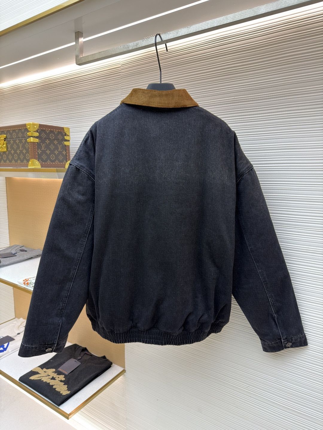 MIU MIU 缪缪 灯芯绒领牛仔棉服 外套 夹克 长袖 保暖 黑色 B5 GWB221-175P-F0002-S-OOO