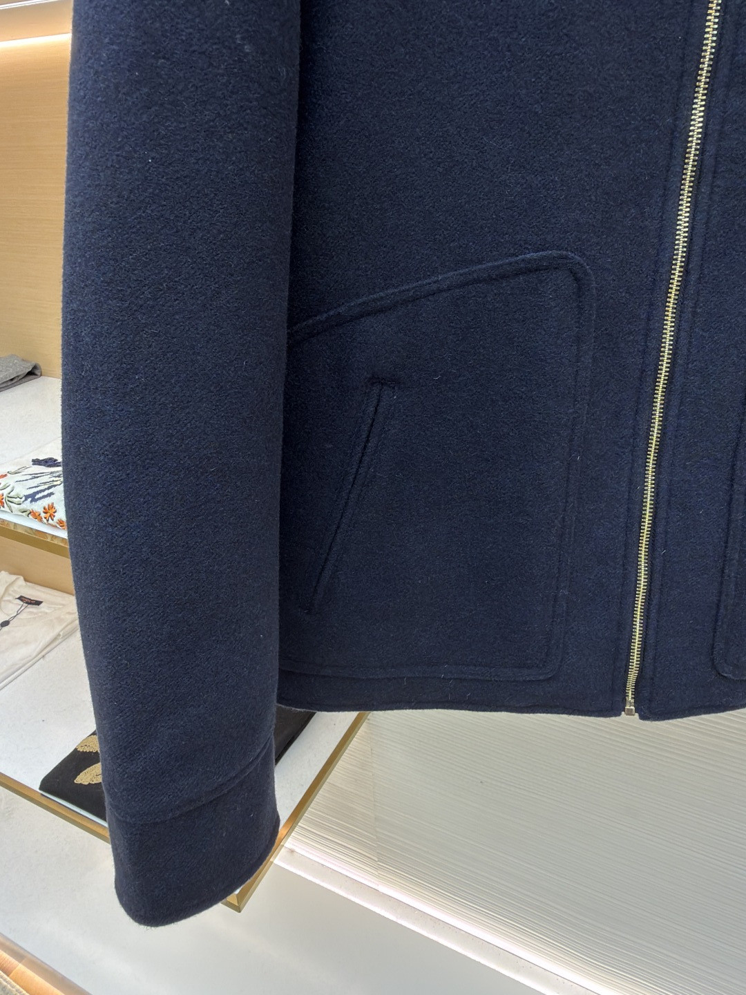 MIU MIU 缪缪 羊毛皮领绣花毛呢棉服 外套 夹克 长袖 保暖 深蓝色 C0 ML1118-151I-F0008-S-OOO