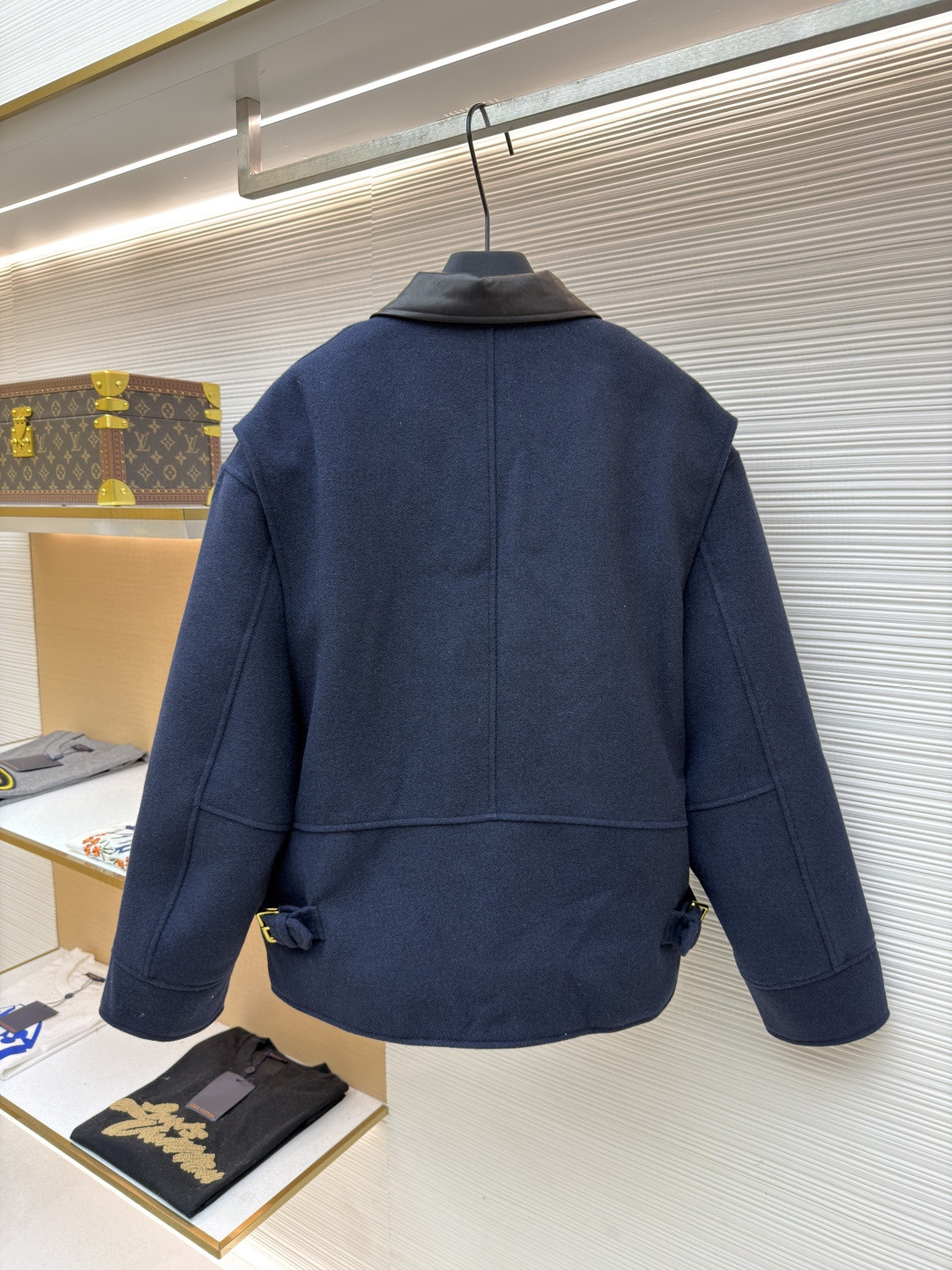 MIU MIU 缪缪 羊毛皮领绣花毛呢棉服 外套 夹克 长袖 保暖 深蓝色 C0 ML1118-151I-F0008-S-OOO