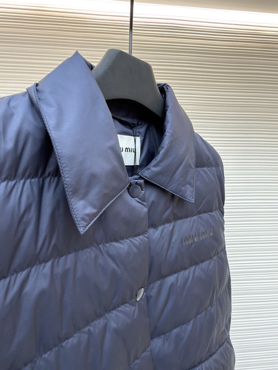 MIU MIU 缪缪 排骨羽绒服翻领马甲 背心 夹克 外套 保暖 蓝色 B5 ML1407-158A-F0008-S-OOO