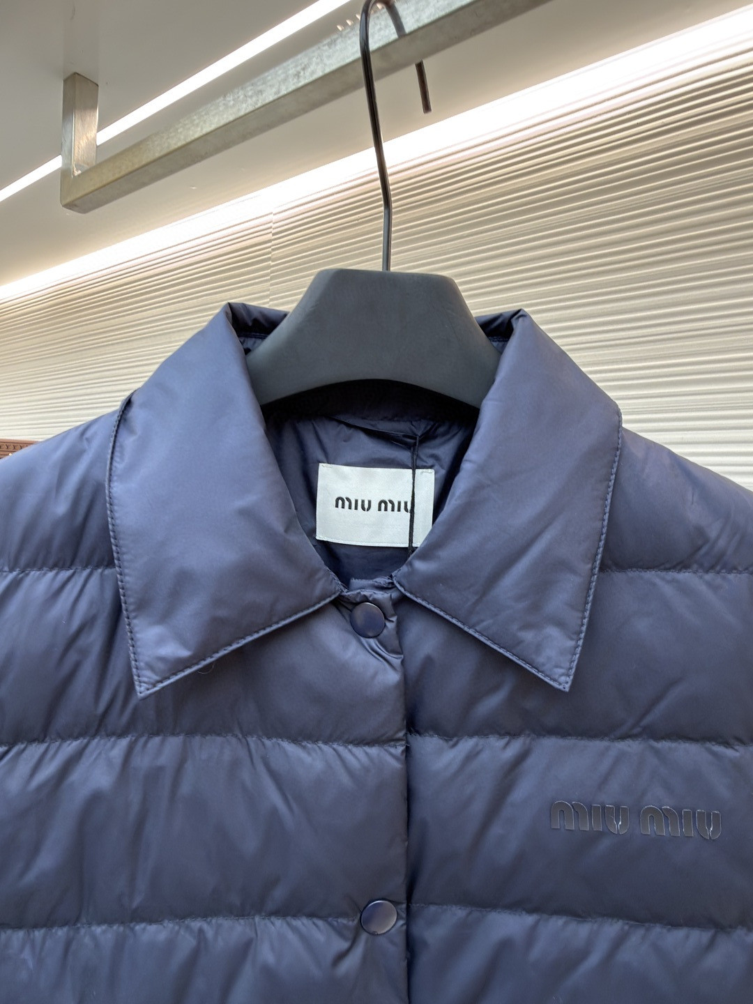 MIU MIU 缪缪 排骨羽绒服翻领马甲 背心 夹克 外套 保暖 蓝色 B5 ML1407-158A-F0008-S-OOO