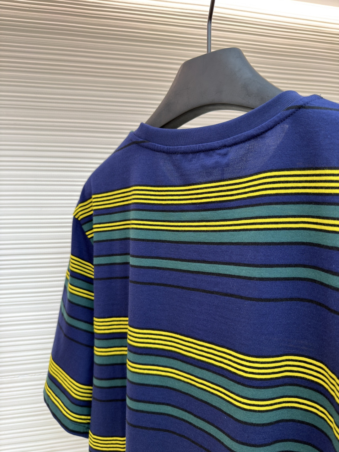 MIU MIU 条纹圆领短袖 休闲 T恤 夏季 蓝绿色 A0 MJNA09-18ZV-F0V9D-S-OOO