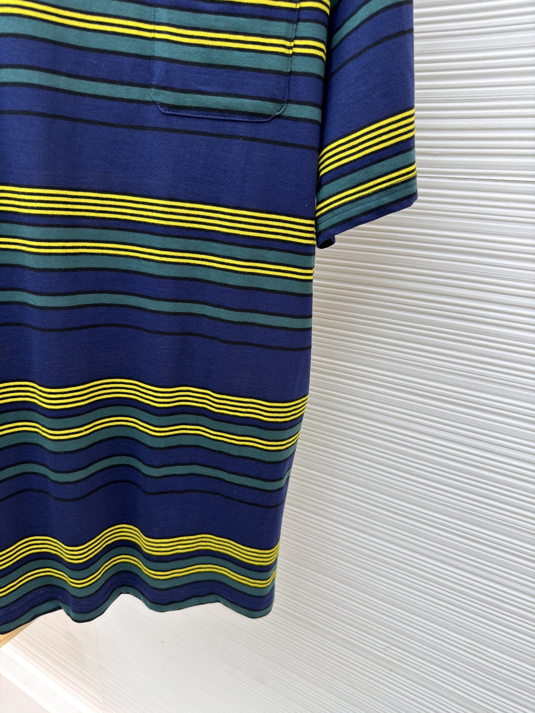 MIU MIU 条纹圆领短袖 休闲 T恤 夏季 蓝绿色 A0 MJNA09-18ZV-F0V9D-S-OOO