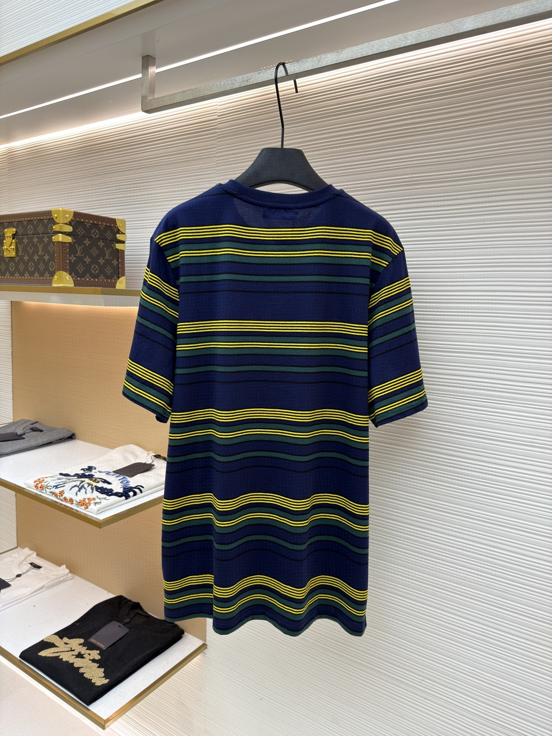 MIU MIU 条纹圆领短袖 休闲 T恤 夏季 蓝绿色 A0 MJNA09-18ZV-F0V9D-S-OOO