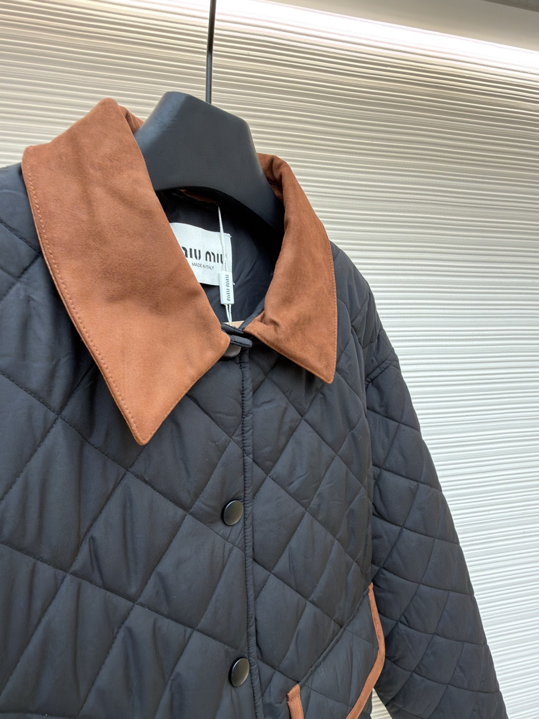 MIU MIU 缪缪 菱格绣花外套 夹克 米色 黑色 B5 ML1311-17OO-F0036-S-OOO