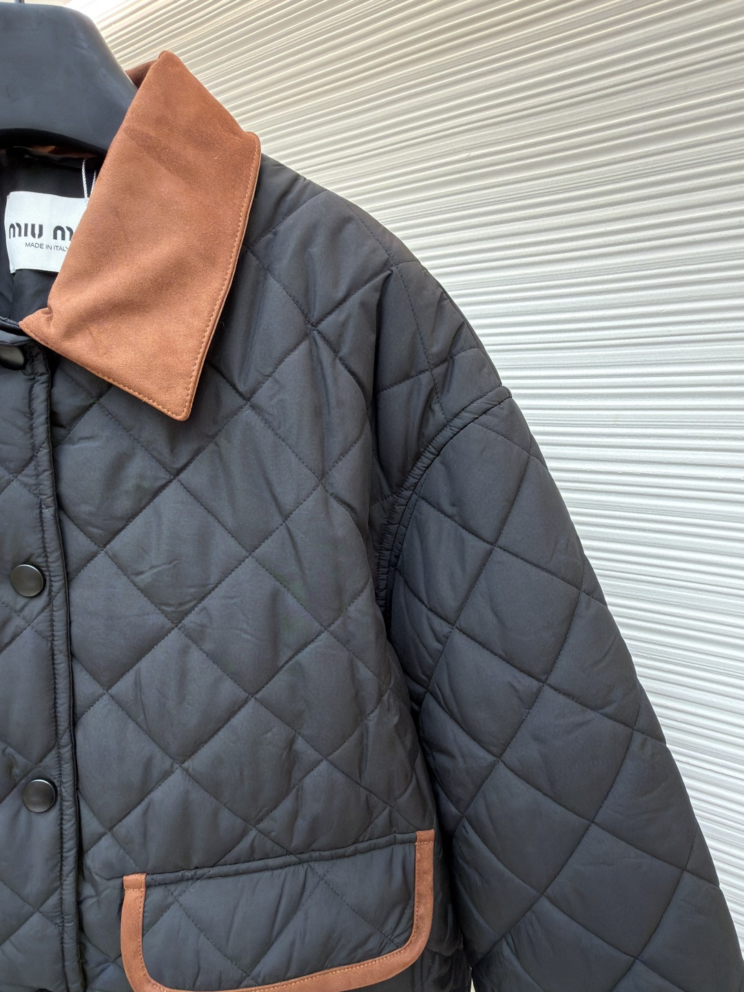 MIU MIU 缪缪 菱格绣花外套 夹克 米色 黑色 B5 ML1311-17OO-F0036-S-OOO