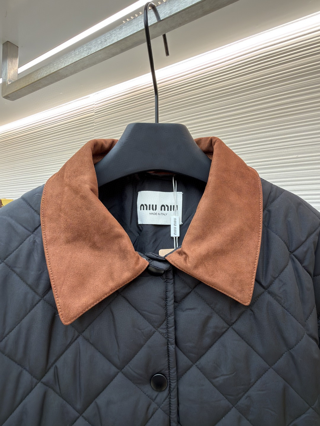 MIU MIU 缪缪 菱格绣花外套 夹克 米色 黑色 B5 ML1311-17OO-F0036-S-OOO