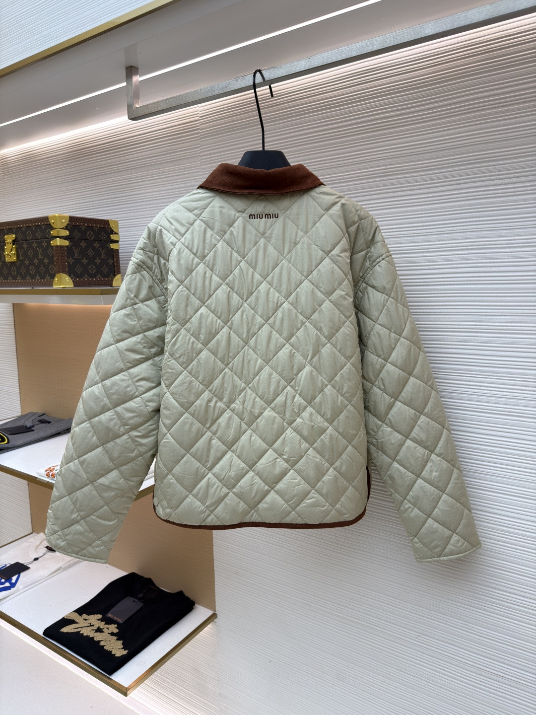 MIU MIU 缪缪 菱格绣花外套 夹克 米色 黑色 B5 ML1311-17OO-F0036-S-OOO