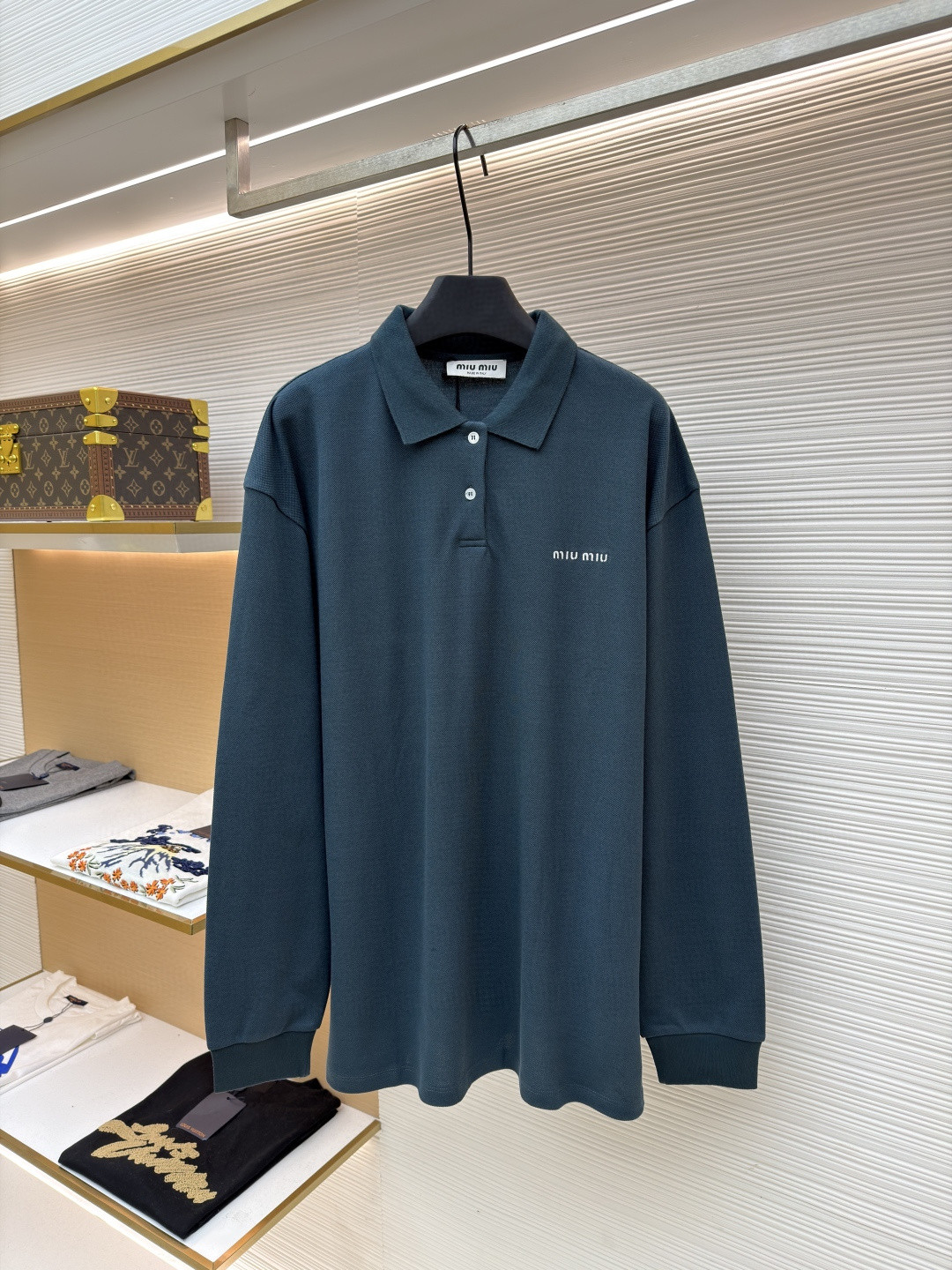 MIU MIU 缪缪 棉质Polo衫 长袖 绿色 A5 MJL019-14RW-F0089-S-OOO