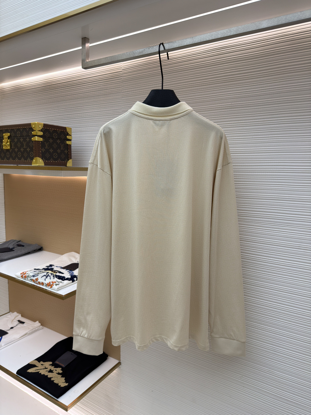 MIU MIU 缪缪 小标刺绣针织Polo衫 长袖 米黄色 A3 MJL054-1610-F0065-S-OOO