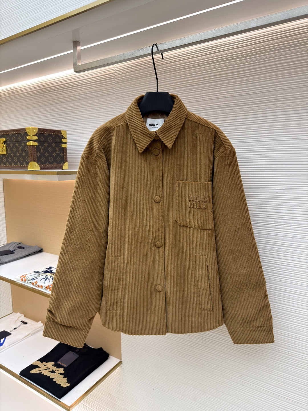 MIU MIU 缪缪 灯芯绒羽绒棉外套 夹克 长袖 棕色 B5 ML855-S5P-F0040-S-2321