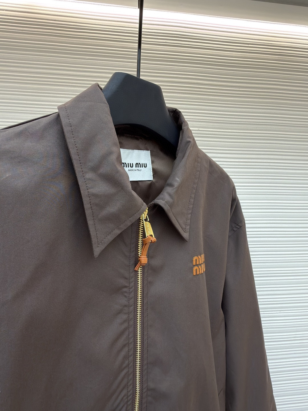 MIU MIU 缪缪 缝线徽标外套 夹克 棕色 B0 ML1265-12NS-F0324-S-OOO