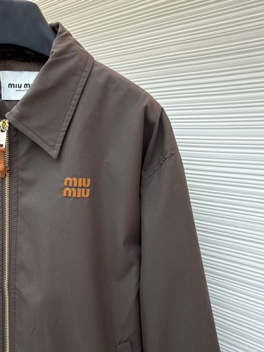 MIU MIU 缪缪 缝线徽标外套 夹克 棕色 B0 ML1265-12NS-F0324-S-OOO