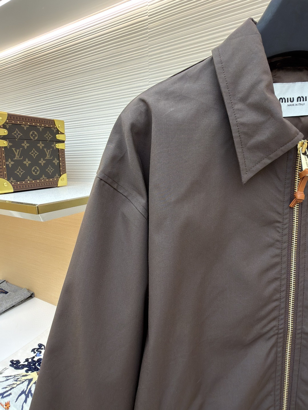 MIU MIU 缪缪 缝线徽标外套 夹克 棕色 B0 ML1265-12NS-F0324-S-OOO