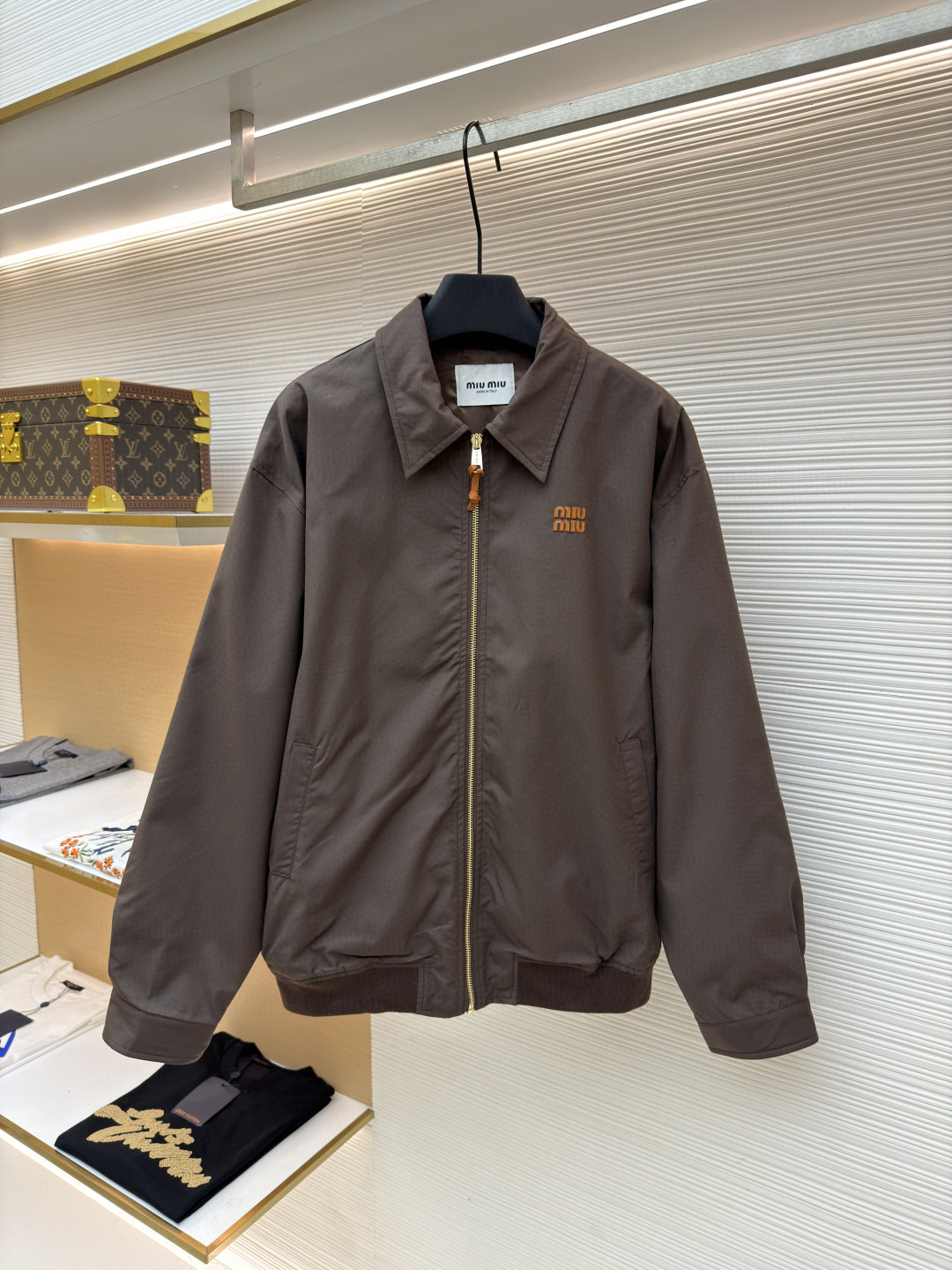 MIU MIU 缪缪 缝线徽标外套 夹克 棕色 B0 ML1265-12NS-F0324-S-OOO