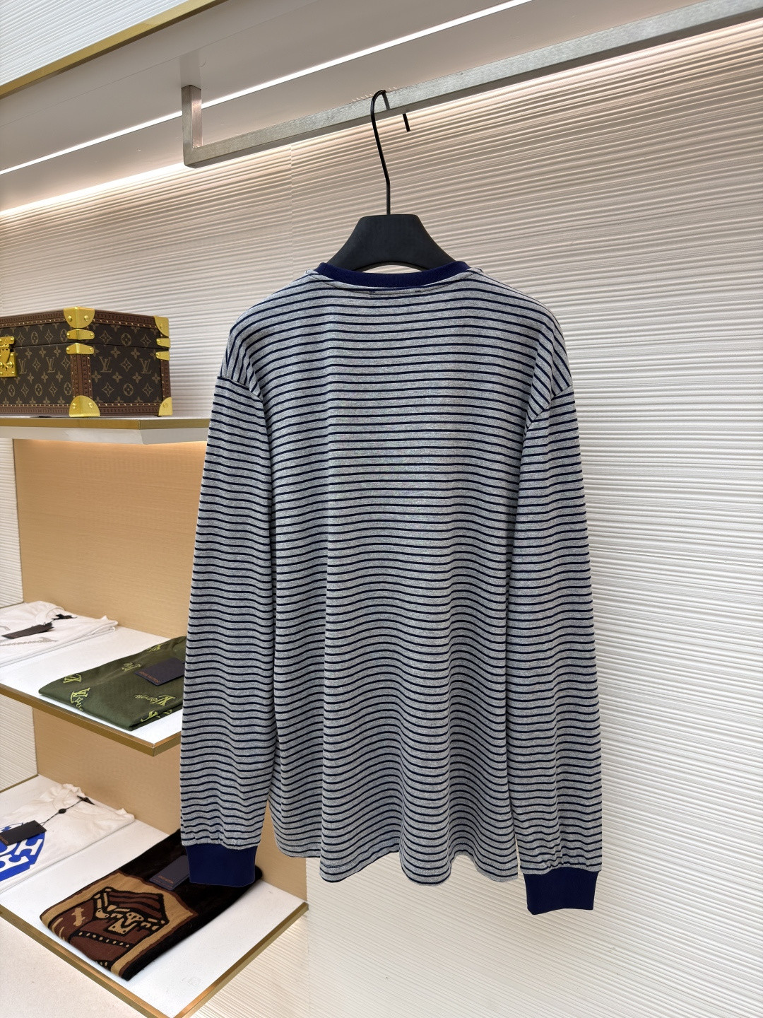 MIU MIU 缪缪 灰蓝条纹圆领长袖T恤 打底衫 A3 MJLA22-14RT-F0I59-S-OOO