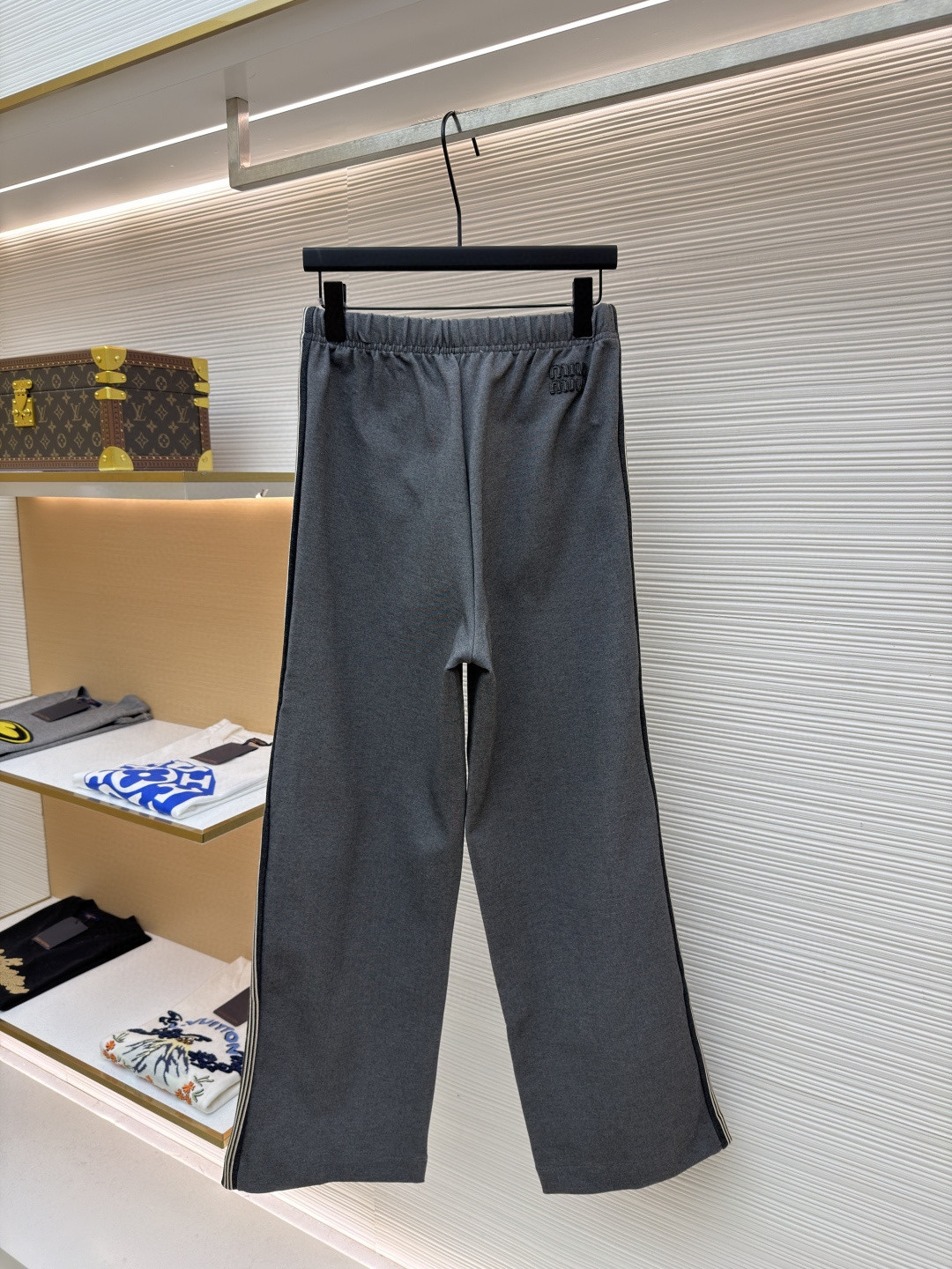 MIU MIU 缪缪 刺绣徽标休闲裤 长裤 裤子 棕色 灰色 A7 MP1935-18FQ-F0324-S-OOO