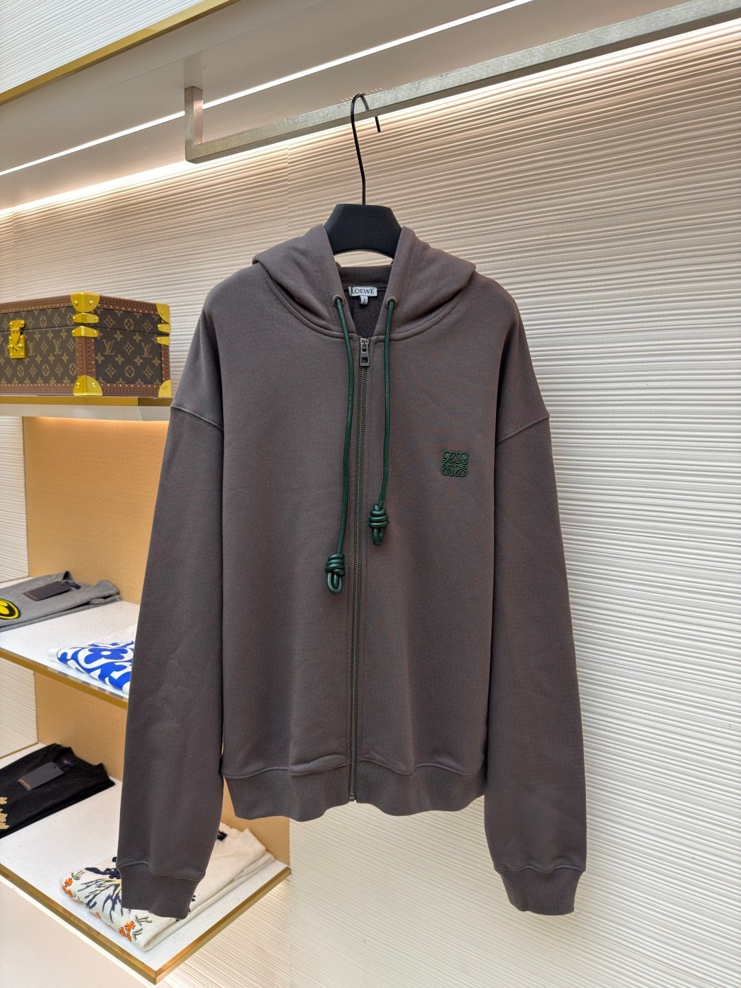 LOEWE 罗意威 毛圈棉抓绒拉链连帽卫衣 长袖 红色 灰色 A7 H526Y25X87-7110