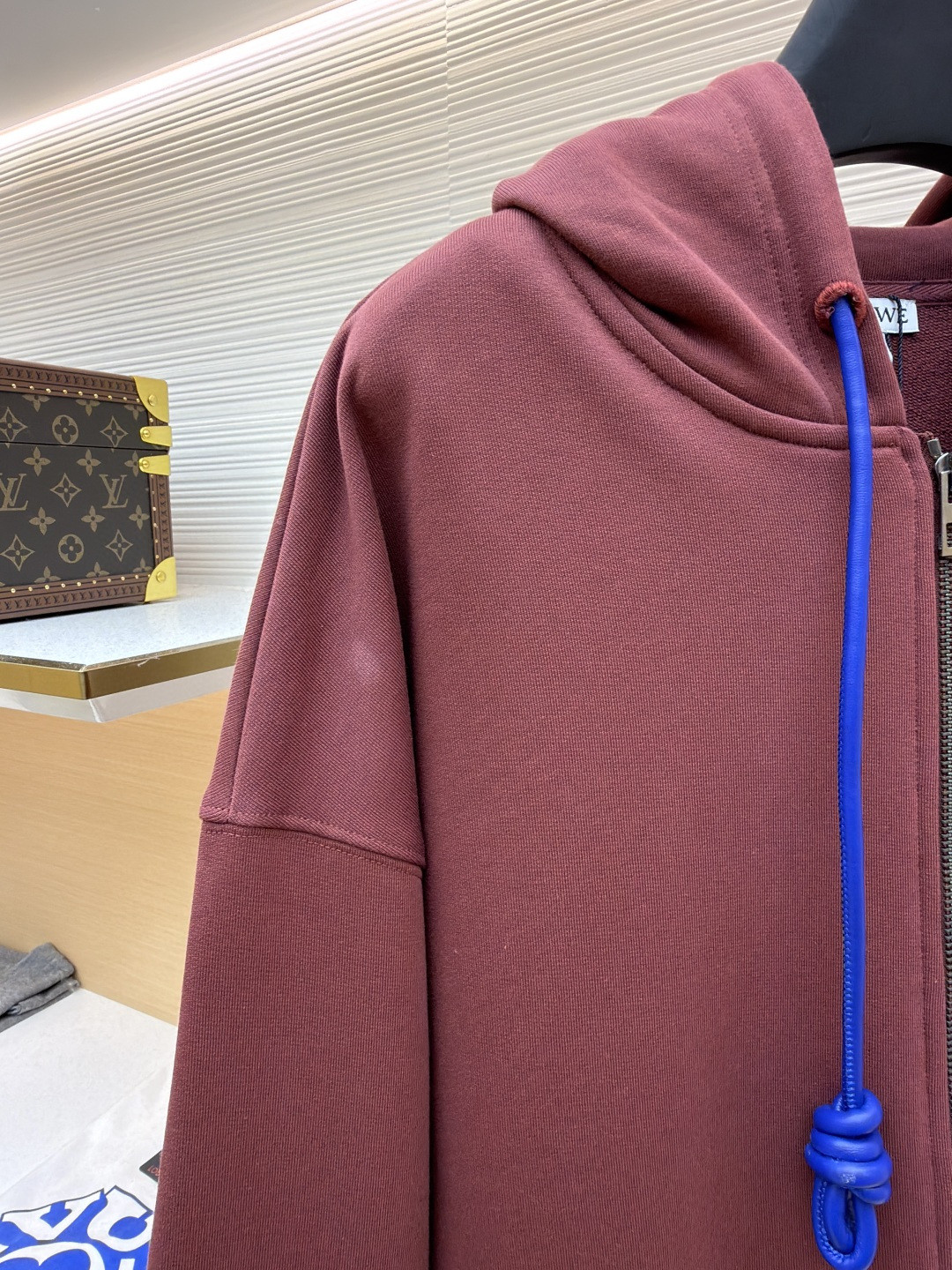 LOEWE 罗意威 毛圈棉抓绒拉链连帽卫衣 长袖 红色 灰色 A7 H526Y25X87-7110