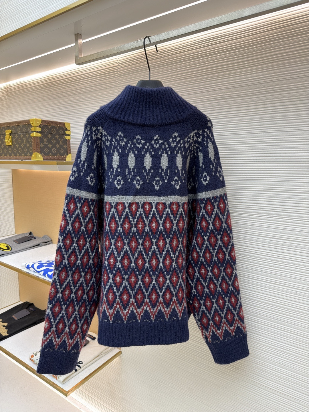 LOEWE 罗意威 满饰几何提花毛衣 费尔岛针织衫 外套 长袖 海军蓝 B0 H526Y16KAJ-5137