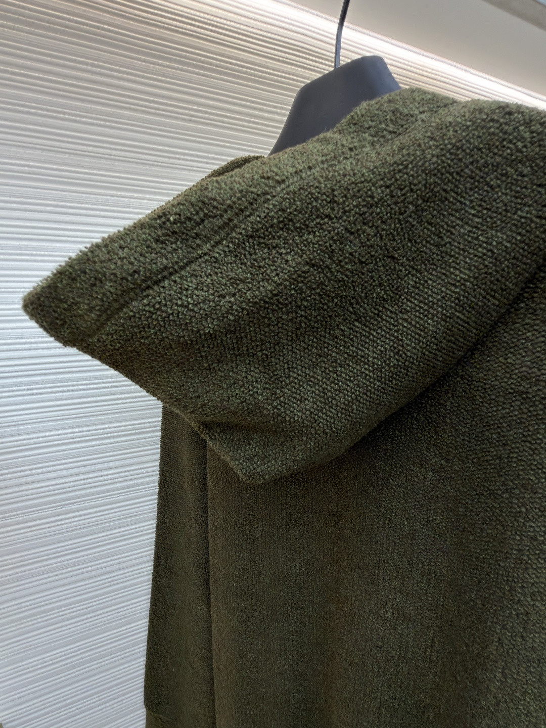 LOEWE 罗意威 饰刺绣连帽拉链开衫 卫衣 长袖 绿色 B0