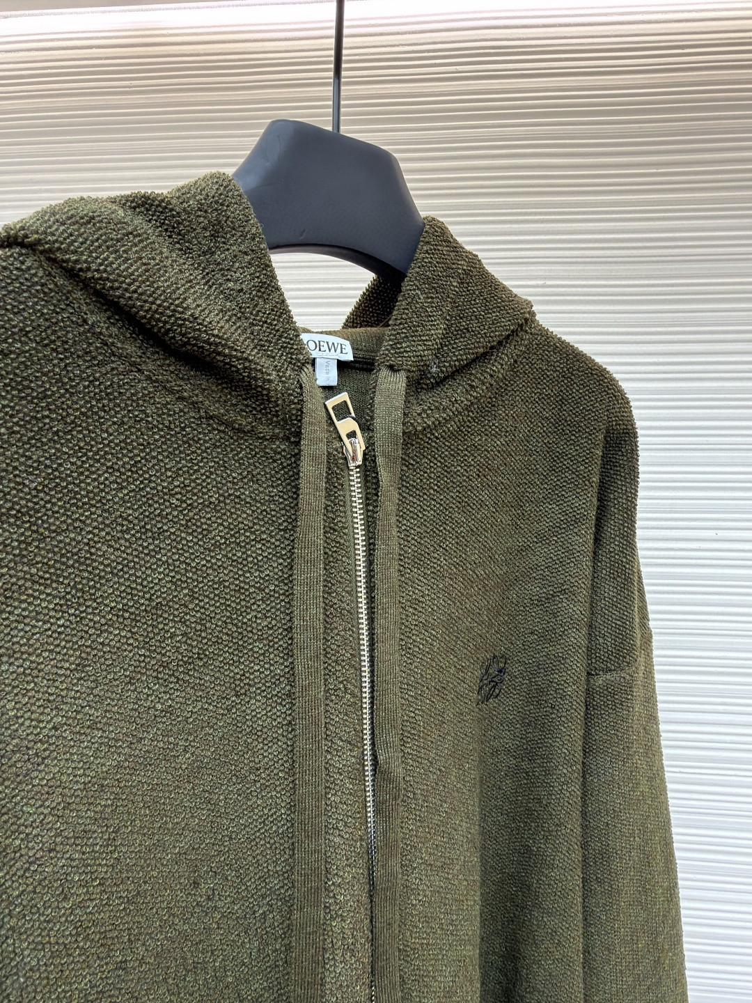 LOEWE 罗意威 饰刺绣连帽拉链开衫 卫衣 长袖 绿色 B0