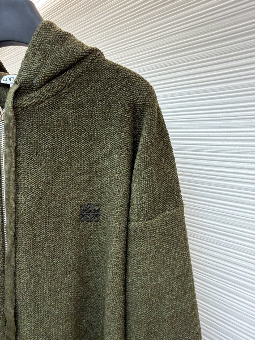 LOEWE 罗意威 饰刺绣连帽拉链开衫 卫衣 长袖 绿色 B0