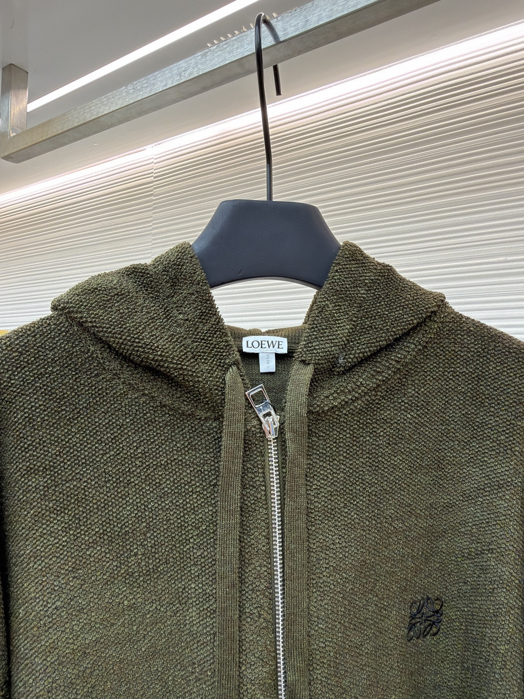 LOEWE 罗意威 饰刺绣连帽拉链开衫 卫衣 长袖 绿色 B0