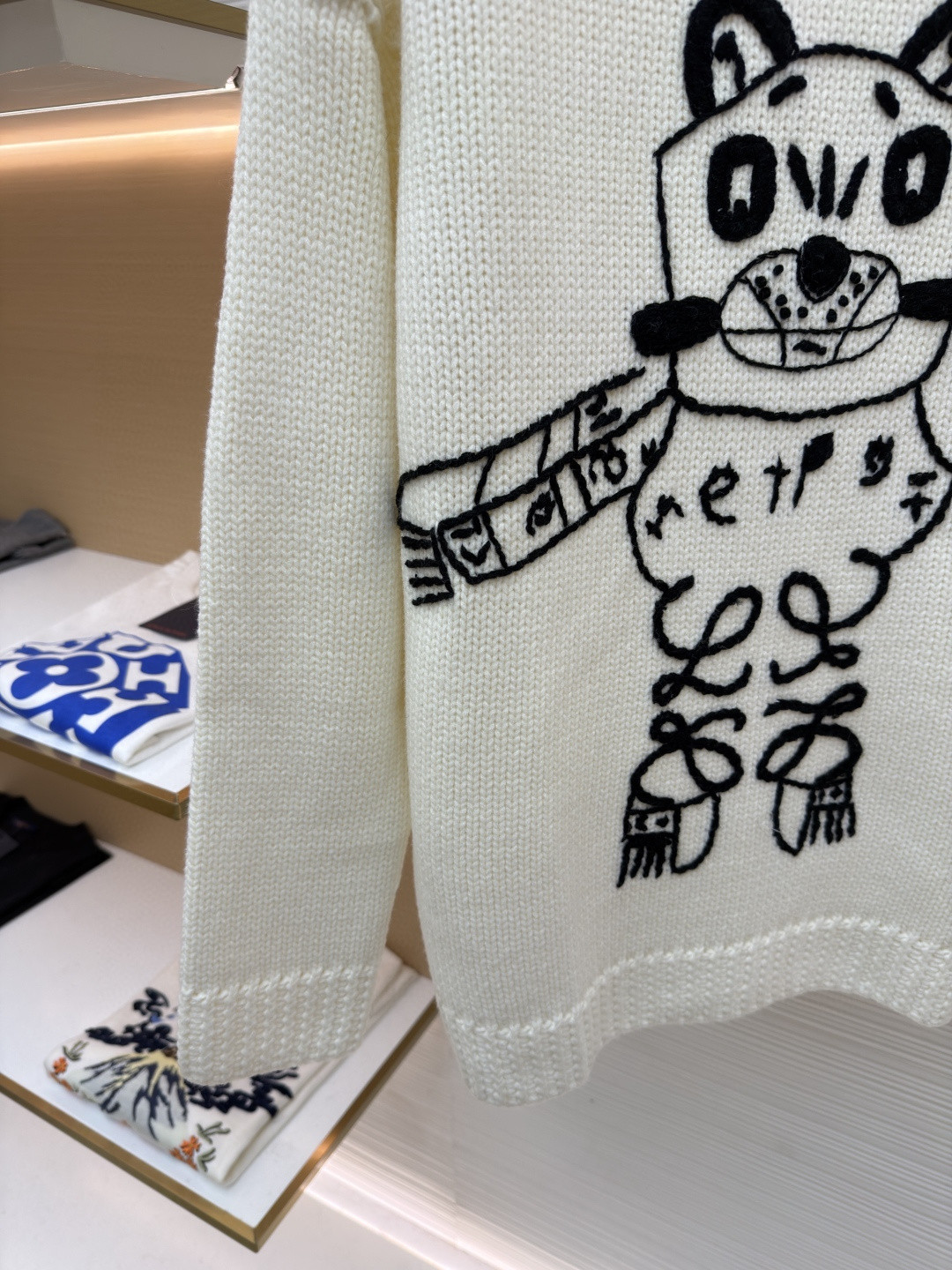 LOEWE 罗意威 猫猫星人圆领刺绣毛衣 针织衫 长袖 白色 A7 H526Y14KNQ-2101