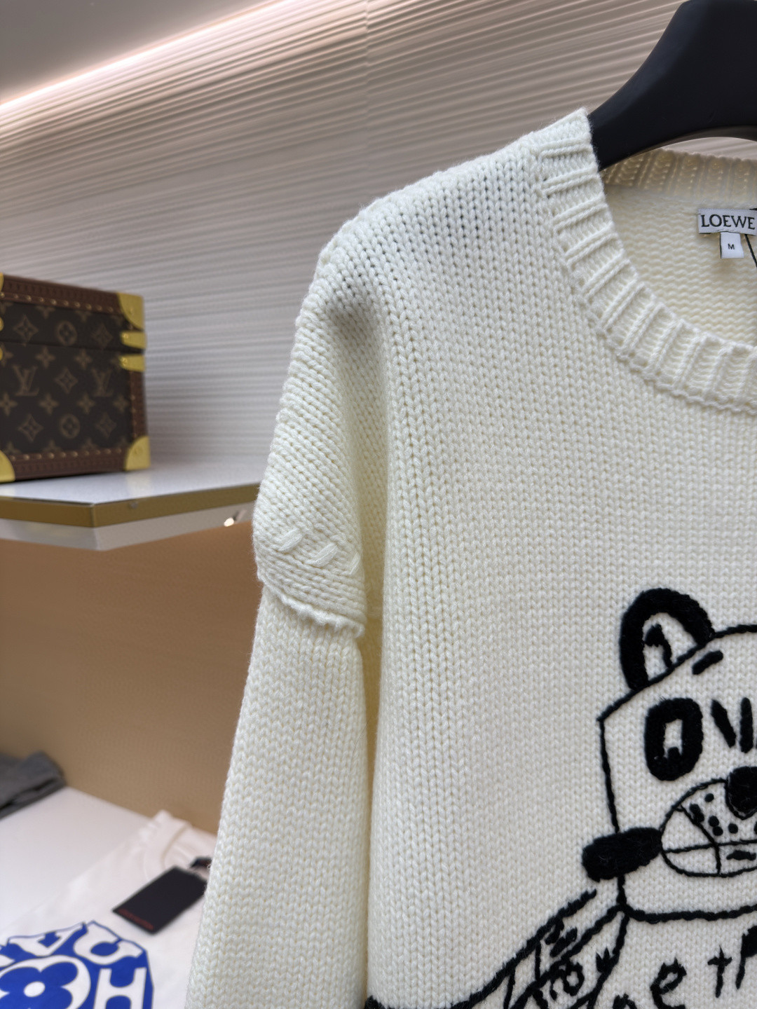 LOEWE 罗意威 猫猫星人圆领刺绣毛衣 针织衫 长袖 白色 A7 H526Y14KNQ-2101