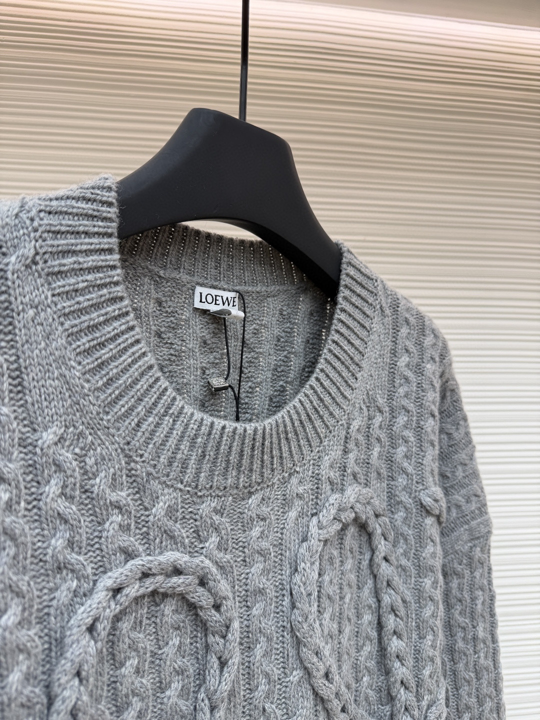 LOEWE 罗意威 Anagram 麻花编织圆领毛衣 针织衫 长袖 绿色 灰色 B0 H526Y14K83-4160