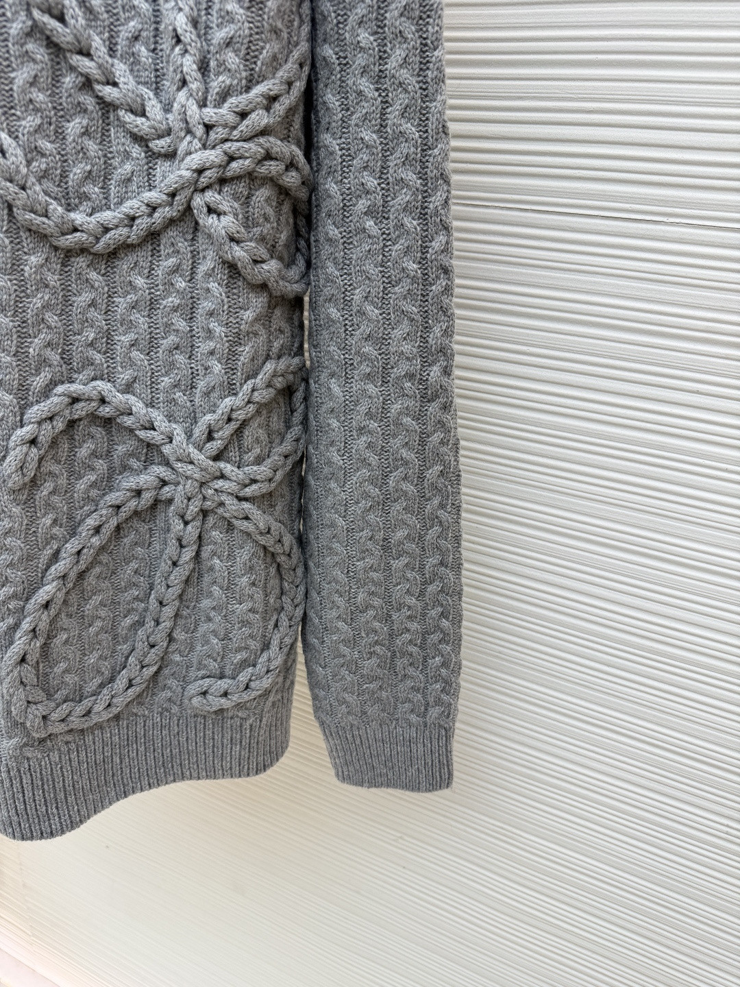 LOEWE 罗意威 Anagram 麻花编织圆领毛衣 针织衫 长袖 绿色 灰色 B0 H526Y14K83-4160