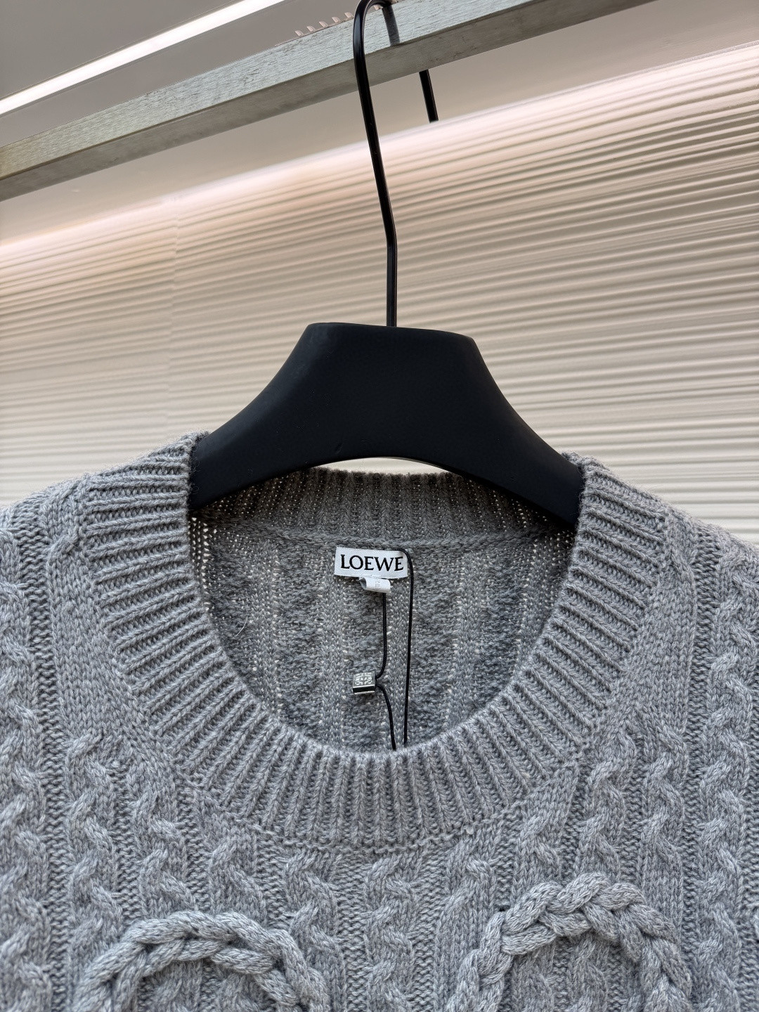 LOEWE 罗意威 Anagram 麻花编织圆领毛衣 针织衫 长袖 绿色 灰色 B0 H526Y14K83-4160