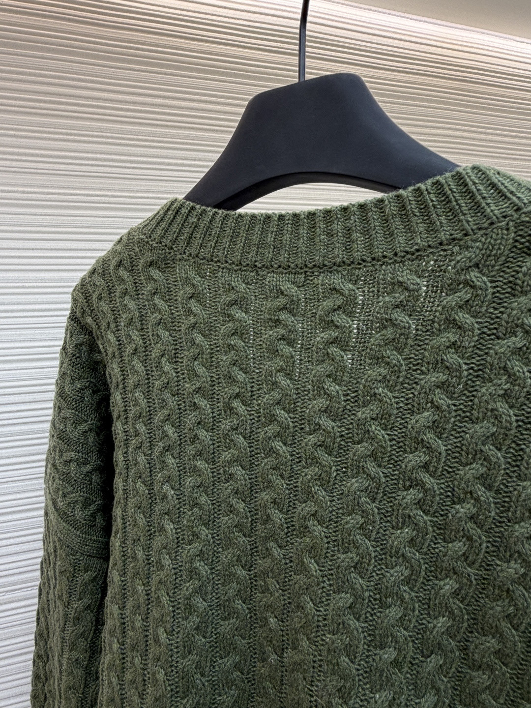 LOEWE 罗意威 Anagram 麻花编织圆领毛衣 针织衫 长袖 绿色 灰色 B0 H526Y14K83-4160