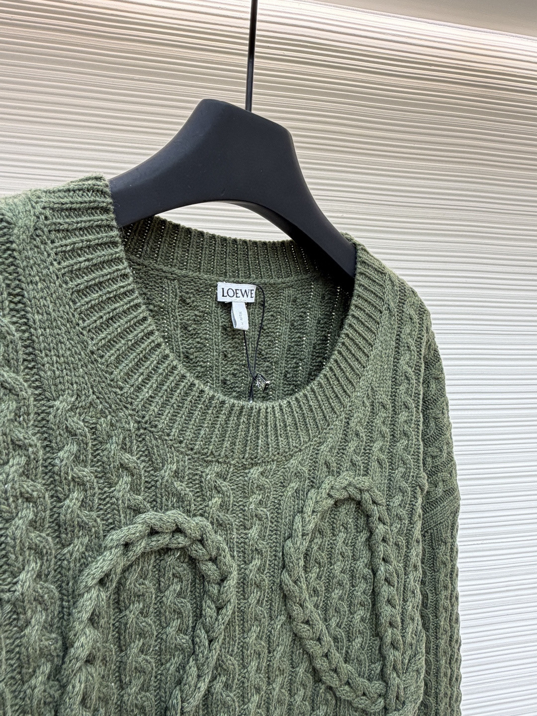 LOEWE 罗意威 Anagram 麻花编织圆领毛衣 针织衫 长袖 绿色 灰色 B0 H526Y14K83-4160